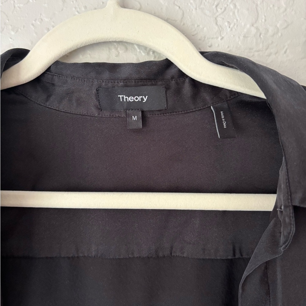 Theory Black Button-Down Silk Shirt - Picture 3 of 3